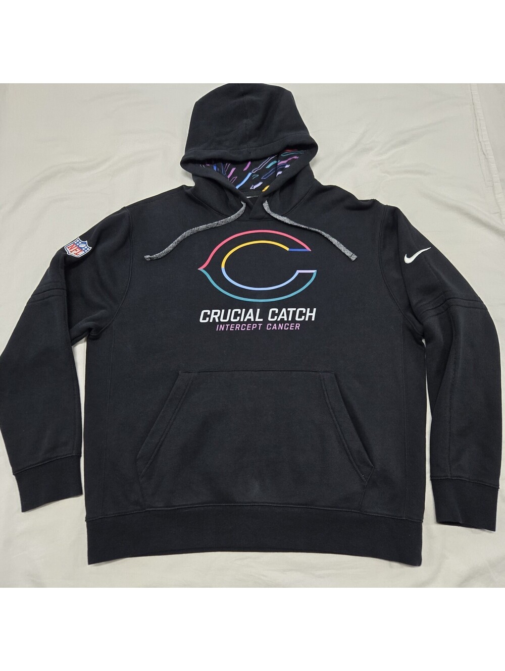 Size L/XL Nike Chicago Bears Crucial Catch Intercept Cancer Hoodie Team Issue